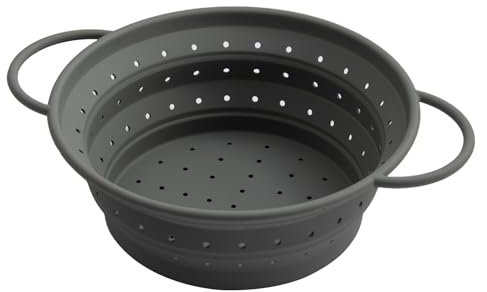 VIVIIHOO Faltbares Nudelsieb Platzsparend, leicht zu reinigen & spülmaschinenfest - Silikon-Sieb 21.5cm grau - ideal für Kochen & Abtropfen