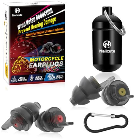 Motorcycle Ear Plugs Wind Noise Reduction 2 Pairs, Prevent Hearing Damage Motorbike Earplugs - Traffic Still Audible, Comfy Reusable Earbuds for Motorsports, Touring, Racing, Work, Biker, Size M