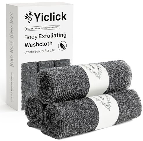 Yiclick Peeling Waschlappen,Rückenschrubber Rückenbürste, Luffa Schwamm, Duschschwamm, Peeling Schwamm, Badeschwamm Duschschwamm, Peelinghandschuh, Body Scrubber Loofah Sponge