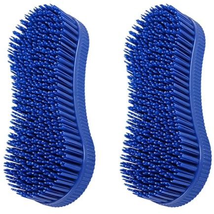 NIYATA 2 spazzole per la toelettatura dei cavalli, spazzole blu per la toelettatura, strumento di massaggio equestre per la cura del cavallo, multifunzione e durevole, facile da pulire