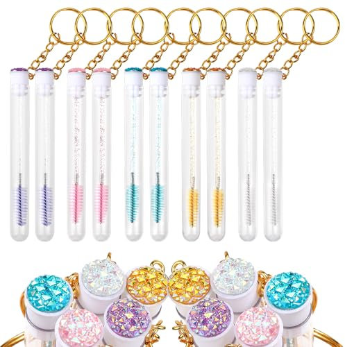 Ptwola 20 Stück Wimpernpinsel Einweg Mascara Pinsel Wimpern Bürste Set Kristall Wimpernbürstchen mit Leere Mascara Tube Augenbrauen-Applikator, Make-up-Tool-Set für Wimpernverlängerung