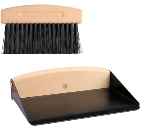 Bojueshaw Mini Dustpan and Brush Set,Portable Mini Broom,Wooden Mini Dust Pan Brush,Crumb Sweeper,Broom for Family Kitchen Cleaning Tabletop(Black)
