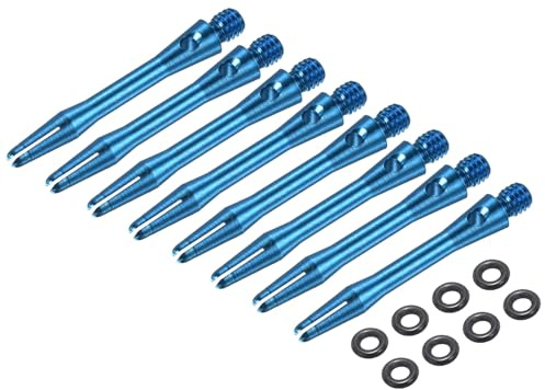 PATIKIL Aluminum Dart Shafts 35mm, 8 Pack 2BA Thread Dart Stems Replacement Accessories with Rubber Rings for Steel Tip, Sky Blue