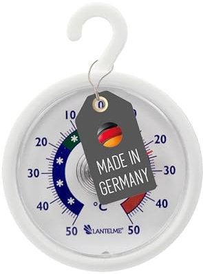 Lantelme Termometro per frigorifero, indicatore di temperatura + – 50 °C, con gancio da appendere, per congelatore, frigorifero, bancone del frigorifero, termometro analogico, prodotto in Germania