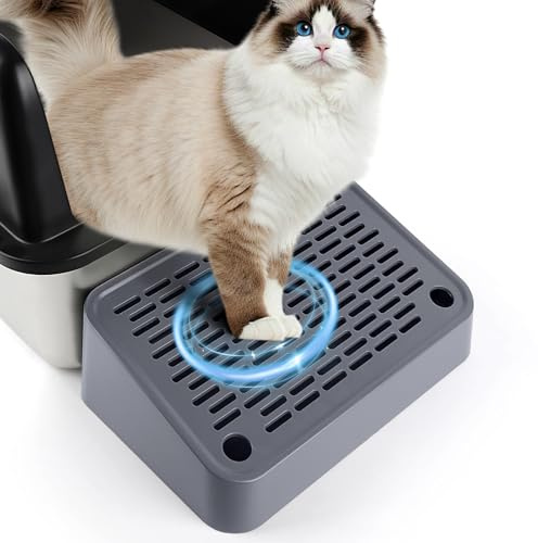 Bartuke Rampa de la Caja de Basura de Gato, escaleras elevadas de Gato para Gato, Pedal de Filtro de Basura para Gatito Gatos Viejos Caja de Basura automática de Gato de autolimpieza (Gris Oscuro)