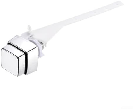 Toilet Tank Handle Chrome Side-Mounted Flush Lever Push Button with Nut Construction 3 Holes for Flexible Installation Lever Length 5.71 inches
