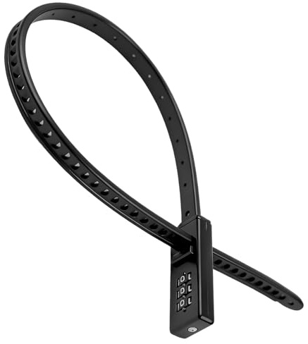 Kabelbinderschloss 56cm, 3-fach Fahrradzahlenschloss, extra leichtes Mini-Zahlenschloss ohne Schlüssel, für Fahrrad, Helm oder Skifahren, schwarz, Länge: 56 cm