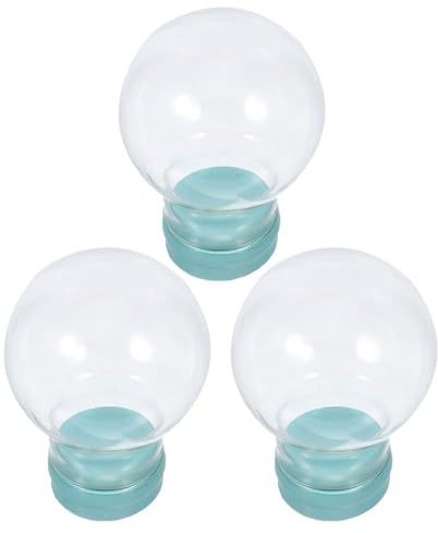 ABOOFAN 3 unidades de globos de nieve transparentes de cristal de 45 mm con cierre de goma desenroscable, rellenables, decoración navideña para manualidades, bodas y terrarios