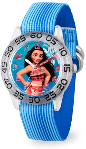 Disney Girl's 'Moana' Quartz Plastic and Nylon Casual Watch, Color:Blue (Model: WDS000043)