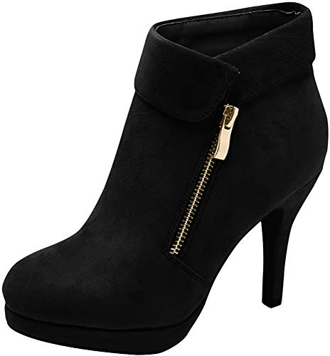 TOP Moda womens Boot George-40 Ankle Wrap Boots, Black Suede, 9