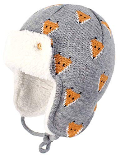 Yixda Unisex Baby Wintermütze mit Ohrenklappen Kinder Trappermütze Ski Hut (Fuchs, 1-2 Jahre)