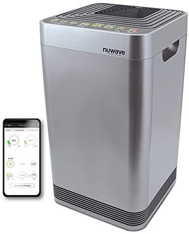Nuwave Smart Air Purifier for Home Large Room up to 2,934 Sq. Ft., Auto Function Monitors Air Quality & Adjusts 6 Fan Speeds 5-Stage Filtration System Includes 8 Additional HEPA & Carbon Combo Filters
