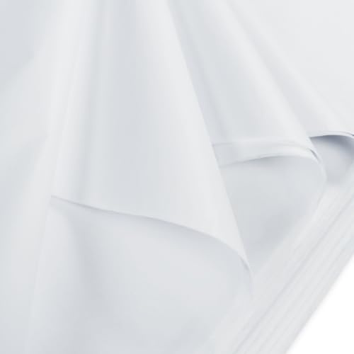 Be Creative Stora ark syrafritt vitt silkespapper, perfekt för presentförpackning, förvaring, förpackning, arkivering och hantverk, arkstorlek 70 x 50 cm