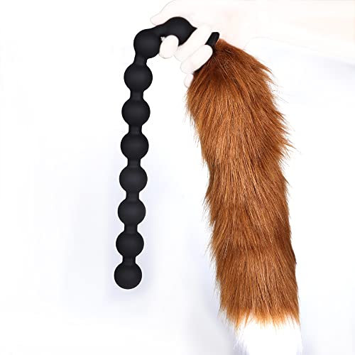 NAIXBTY Foxtail Anal Plugs Silikon Analkugeln Biegsam &Hautfreundlich Analplugs Anal Kette mit neun Kugeln in für Eine Sexuelle Stimulation,Sexspielzeug für Männer Frauen Cosplay (S-schwarz+gold)