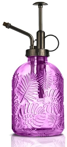 KoGiio 360ML Verre Plantes Vaporisateur D'arrosage, Une Main Darrosage Pulvérisateur Brumisateur pour Jardinage Plantes, Nettoyage, L'alcool, Rétro avec Pompe Arrosoir - Violett-Buse Bronze