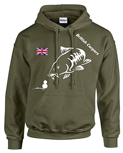 British Carpers Olive Green Men's Hoodie - Stay Warm and Stylish on Your Carp Fishing Adventures (as8, alpha, xx_l, regular, regular)