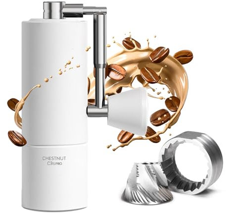 TIMEMORE macina caffè manuale in acciaio inox Macinatrice conica Burr macinacaffè, capacità di regolazione interna regolabile 20g Castagna C3 PRO Bianco