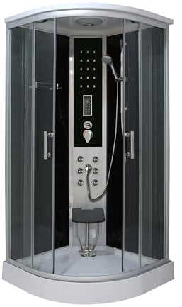 SANOTECHNIK Dampfduschkabine RELAX 90×90×215cm – All-in-One Komplettdusche | Dampfgenerator, 6 Massagedüsen, LED-Licht, Radio, Ventilator & Sitzwanne, CS99