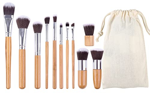 Brochas de maquillaje, juego de brochas de maquillaje, base sintética, correctores, sombras de ojos, brochas de maquillaje, pinceles delineadores de ojos (11 piezas)