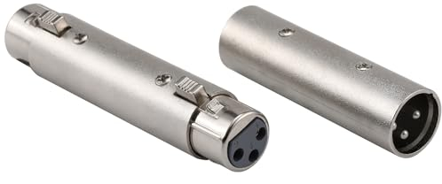 Greluma 2 Pièces Adaptateur de changeur de genre XLR vers XLR, coupleur de connecteur XLR mâle à mâle/femelle à femelle à 3 broches Compatible avec microphone, mélangeur