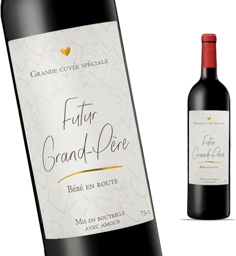 FunFest - Lot x2 Etiquettes Bouteille de Vin Annonce Grossesse - Futur Grand-Père - Cadeau Papy (Style Grande Cuvée)
