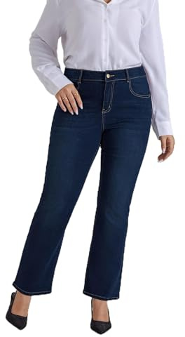 Hanna Nikole Dam, stor storlek, bootcut, jeans, hög midja, bell bottom, jeans, stretchiga bootcut, jeans, stretch, svart, 48/L