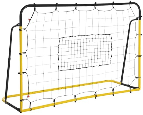 HOMCOM Filet de Rebond de Football 5 Angles 184L x 123H cm Jaune et Noir