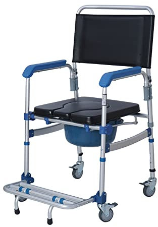 Tcatec Commode Toilet Chair with Wheels Shower Chair Commode with Removable Toilet Shower Chair with Wheels for Elderly Shower Commode Seat for Disabled People, Pregnant Women, Patients and Elderly