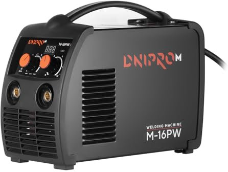 Dnipro-M M-16PW Soldador Inverter IGBT 230V 160A con Funciones AntiStick, HotStart, ArcForce y TermoControl, Electrodo de 1.6 a 4mm, Eficiencia del 90%, Protección IP23