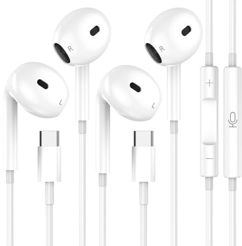 2 Packs Écouteurs USB C pour Samsung Galaxy S24 S23 S22 S21 FE S20 A55 A54, Écouteurs Intra-Auriculaires Hi-FI Stéréo USB C avec Microphone et Contrôle du Volume pour iPhone 15/15 Pro/16,Google Pixel