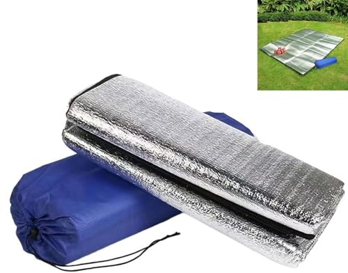 Tappetino in schiuma di alluminio a prova di umidità su entrambi i lati per esterni, impermeabile e isolante, tappetino da picnic per tenda da spiaggia e campeggio (200 x 300 cm)