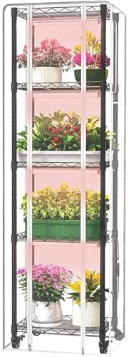 Mini Serre Serre d'intérieur avec lampes de culture, étagères réglables à 5 niveaux, mini serre de démarrage de semences à spectre complet, couvercle transparent, portable Pour Légumes Plantes Fleurs