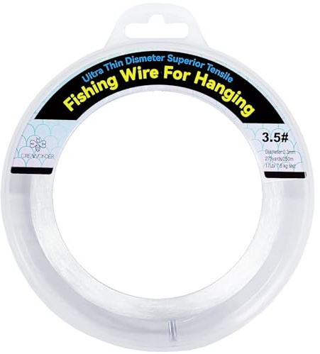 Clear Fishing Wire, 820ft Monofilament Fishing Line, Clear String for Hanging, Invisible Strong Wire Nylon Thread for Hanging Balloon Garland Picture Decorations