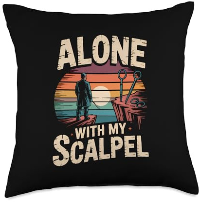 Vascular Surgeon Alone with My Scalpel Vintage Throw Pillow