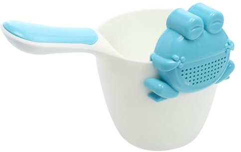 DECORNIJIA Haarwaschbecher Blau aus Pp mit Feinem Wasserstrahl und Abnehmbar Runder Badewasser Spüler mit Niedlichem Cartoon Design für Babyparty und Baden