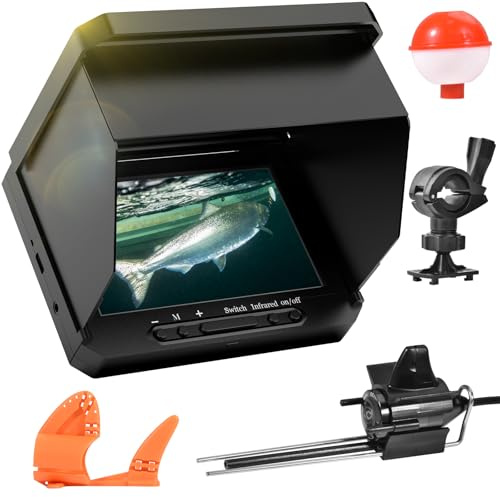 Détecteur de Poissons Portable 5 IPS avec 17 LEDs IR – Caméra de Pêche 1080P à Angle Large de 220° – Étanche IP68, Caméra de Pêche sous-Marine 6000 mAh pour Bateau, Pêche sur Glace, Pêche Fluviale