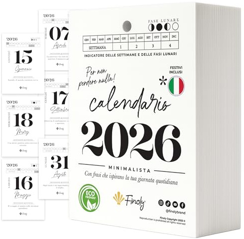 Finoly Calendario Geniale 2026 da Gennaio a Dicembre 2026 (12 Mesi) Calendario Filosofico 2026 | Ricambio Calendario Filosofico 2026 | 365 Giorni di Ispirazione, Esercizi e Citazioni 13,5x9,5 cm