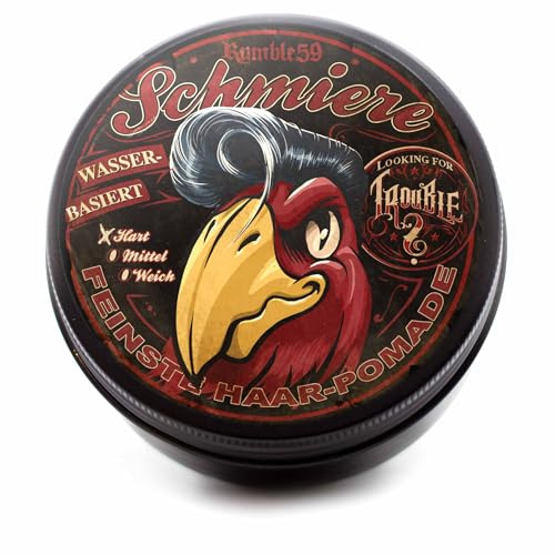 Rumble59 – Pommade lubrifiante pour homme – Looking for Trouble avec parfum floral et boisé – 250 ml – Tenue forte – Pommade capillaire à base d'eau lavable – Coiffage fabriqué en Allemagne