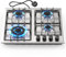 Noxton Gas Hob 4 Burner, Built-in Gas Cooker Plug & Go, Stainless Steel Easy to Clean, Cast Iron Pan Support, Flame Out Protection Prevent Gas Leakage, LPG/NG Kit, 59cm x 51cm