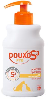 DOUXO S3 PYO Antibacterial and Antifungal Dog and Cat Shampoo - Hypoallergenic Fragrance - Veterinary Recommended and Clinically Proven - Created with dermatologists - Safe Skincare Selection - 200ml