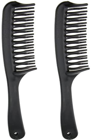 yotijar 2 Piezas de Plástico Negro Antiestático de Doble Fila Peine Largo Y Rizos Cabello