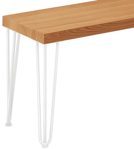 LAMO Manufaktur Panca per sala da pranzo 30x60x47 cm (Lar x Lun x Alt), gambe per mobili Creative Bianco/Seduta rustica, LSB-01-A-003-60-9016Cr