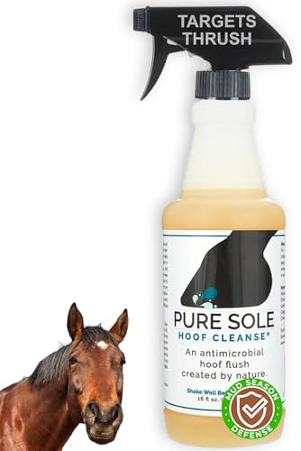 Pure Sole Thrush Treatment Spray for Horses – Non-Stinging Hoof Cleanser Hoof Cleanse | Supports Frog and White Line Health | Can Use Daily, 16 oz.