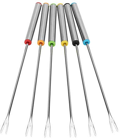 Ensemble de 6 fourchettes à fondue, fourchettes de service à dessert au fromage au chocolat en acier inoxydable avec poignée résistante à la chaleur et au froid Ustensiles de cuisine pour la maison