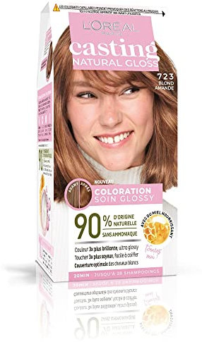 L'Oréal Paris L'Oréal Paris - Kit de tinte permanente para el cabello, color ultra brillante, sin amoníaco, 90 % de ingredientes de origen natural, brillo natural fundido, tono: rubio almendra (723)