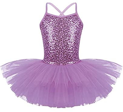 Nyeemya Vestido de Danza Ballet para Niña Clásica Maillot Sin Manga con Lentejuelas Vestido Tutú Princesa Leotardo Gimnasia Traje de Ballet para Niños