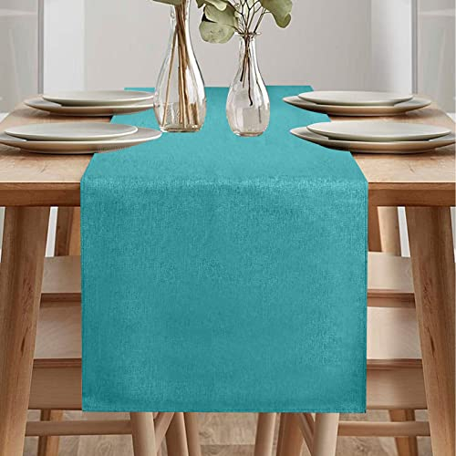 Tischläufer Modern, Tischläufer, Wasserdicht Tischläufer, Läufer Tisch, Tischläufer Frühling Modern, Grün Tischläufer für Draussen Balkon Drinnen Party Dekoration (Türkis, 40 x 240 cm)