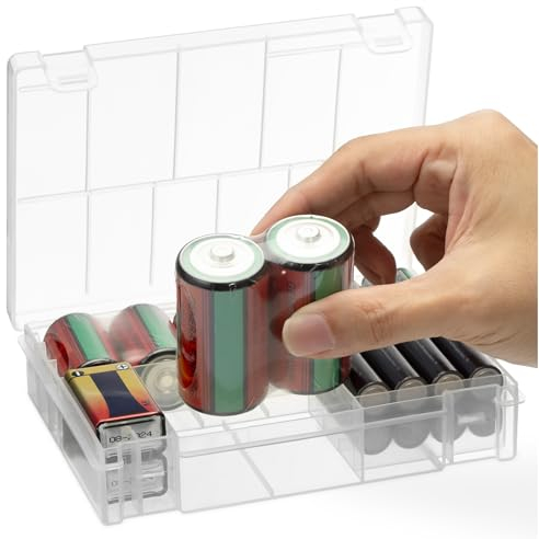 kwmobile Batteriebox aus Kunststoff - transparente Aufbewahrungsbox für Batterie und Akku - Organizer Box - stoßfester Schutzkoffer - Aufbewahrung Sammelbox