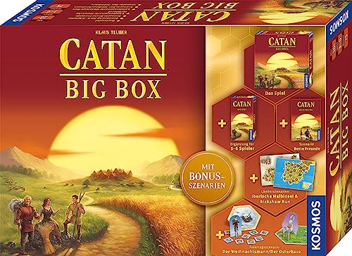 Kosmos Catan - 682941 - Big Box - 7 pièces - Kit de démarrage pour Catane - Le Jeu avec complément pour 5-6 et Extension avec scénarios Bonus - Colons de Catane (Version Allemande)
