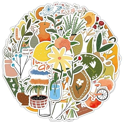 VIKY® Sticker Aesthetic Aufkleber, 60 Stück Boho Stickers Aesthetic, Wasserdicht Vinyl Sticker Set Aesthetic, Coole Aesthetic Sticker Vintage für Laptop, Skateboard, Koffer, Telefon, Wasserflasche